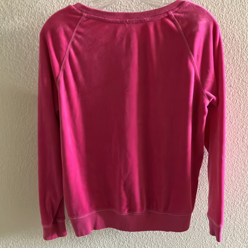 Muk Luks Hot‎ Pink/ Fuchsia Velour Sweatshirt Sz M- EUC - Picture 3 of 7